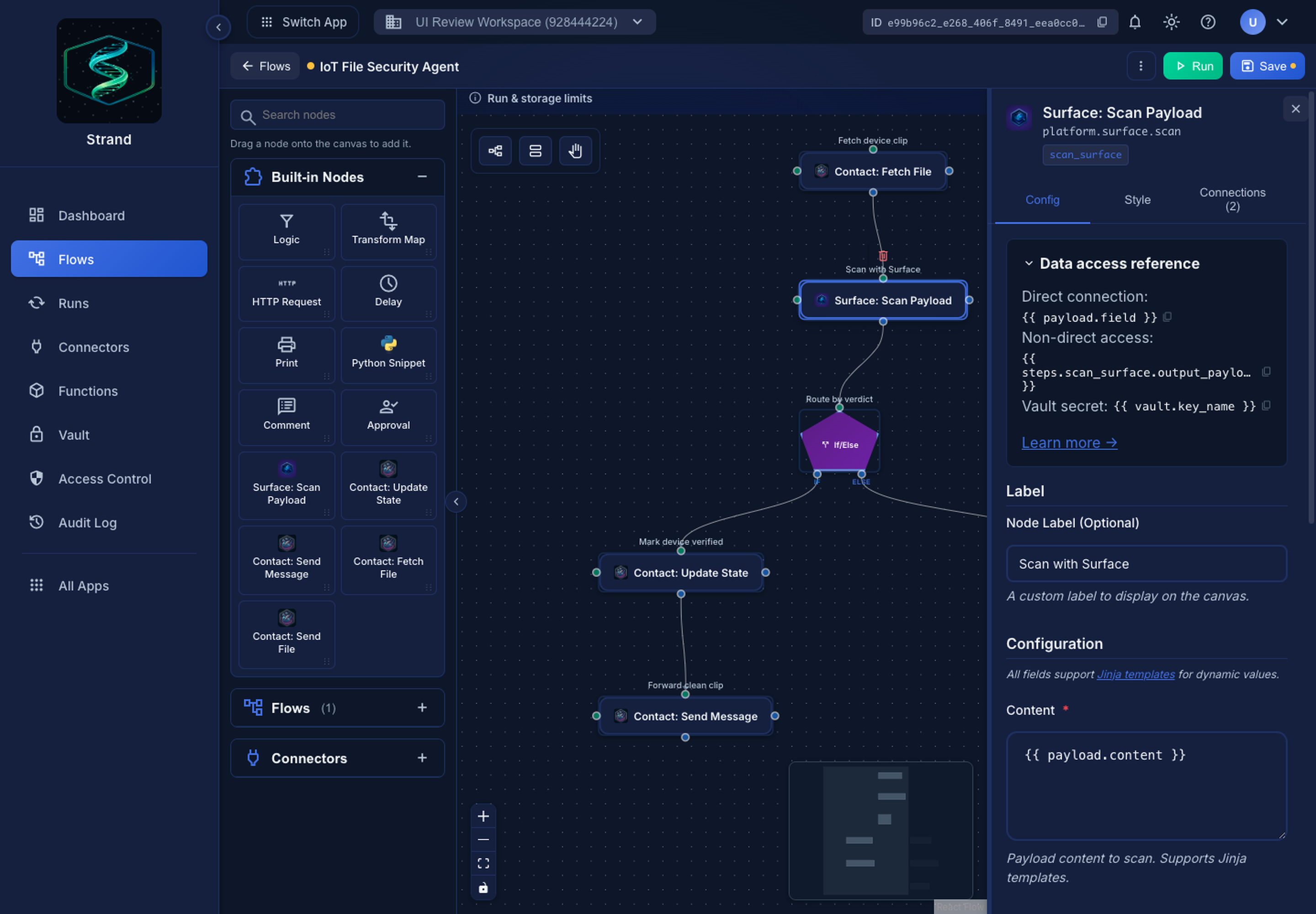 Strand workflow editor detail