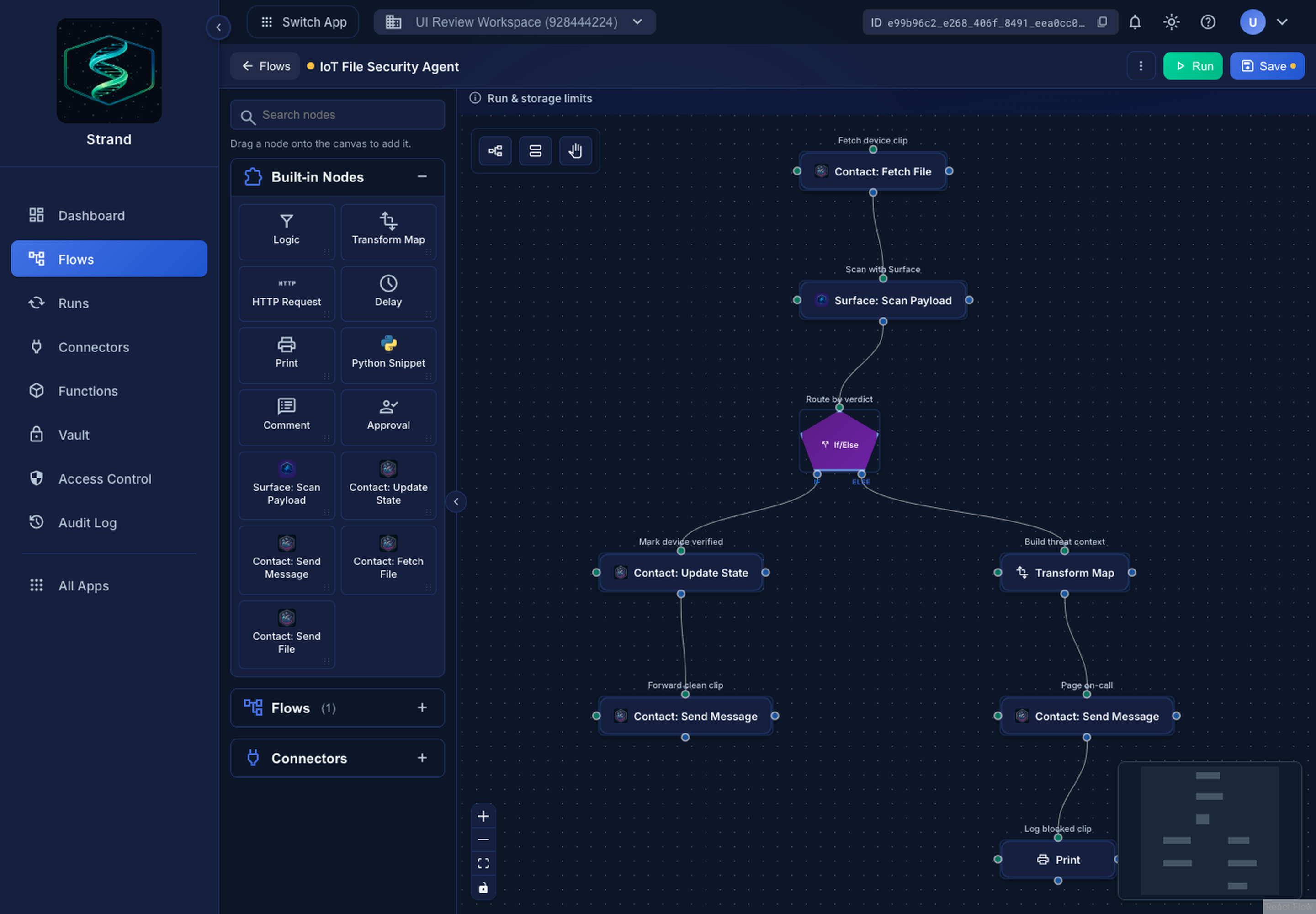 Strand visual workflow editor