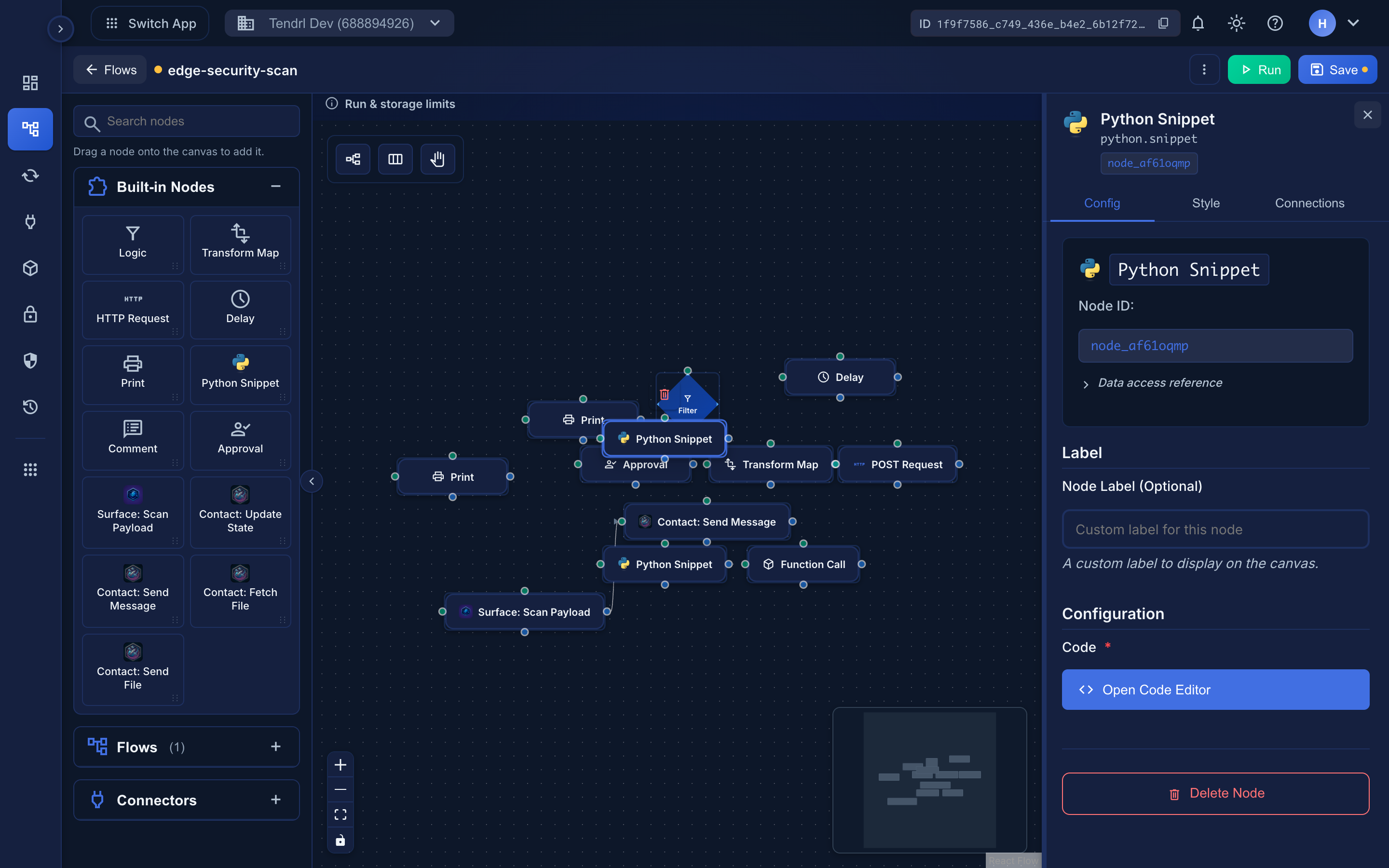 Python snippet editor in Strand